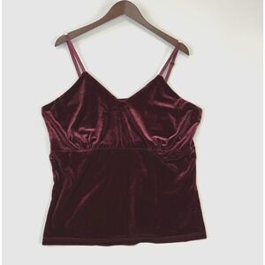 Vintage Chadwicks Womens Velvet Babydoll Tank Top Size XL Red Vampy Femme Fatale